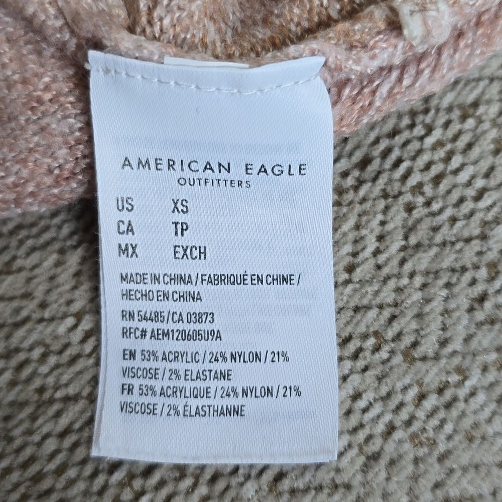 American Eagle Ombre Stripes Cream Mauve Tan Pink Cowl Neck Oversized Sweater-XS - Picture 13 of 13